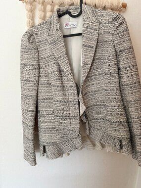 NWT RED Valentino Tweed Ruffle Hem Blazer Jacket- 38